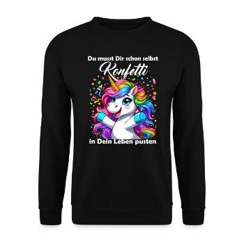 Unicorn Carnival Confetti Fun Optimism Funny - Unisex Sweatshirt - black - Front - Alina (178cm) & Michal (187cm)