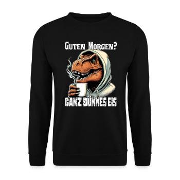 Dinosaur Coffee Morning Grouch Colleague Office Tired - Unisex Sweatshirt - black - Front - Alina (178cm) & Michal (187cm)
