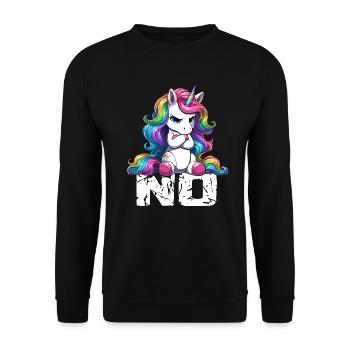 Unicorn Says No Office Colleague Funny - Unisex Sweatshirt - black - Front - Alina (178cm) & Michal (187cm)