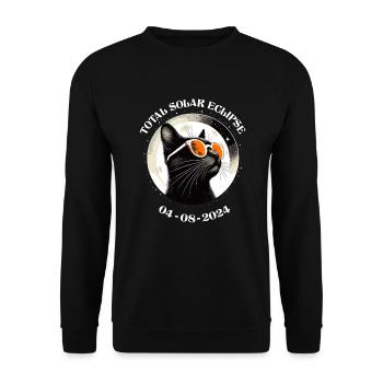 Sonnenfinsterins April 2024 Katze Amerika lustig - Unisex Pullover - Schwarz - Vorne - Alina (178cm) & Michal (187cm)