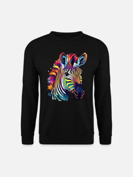 Buntes Zebra Farbkleckse Farbspritzer - Unisex Pullover - Schwarz