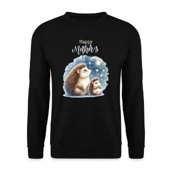 Muttertag Mama Igel Kind Mutter Geschenk Familie - Unisex Pullover - Schwarz - Vorne - Alina (178cm) & Michal (187cm)
