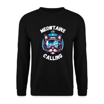 Katze Snowboard Ski laufen Winter Berge Skiurlaub - Unisex Pullover - Schwarz - Vorne - Alina (178cm) & Michal (187cm)