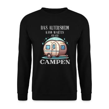 Camping Rentner Ruhestand Campingplatz Kollege Fun - Unisex Pullover - Schwarz - Vorne - Alina (178cm) & Michal (187cm)
