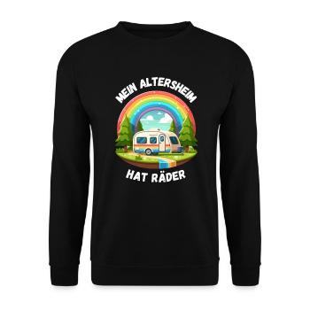 Rente Ruhestand Camping Caravan Regenbogen Rentner - Unisex Pullover - Schwarz - Vorne - Alina (178cm) & Michal (187cm)