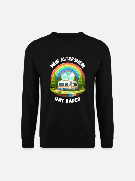 Rente Ruhestand Camping Caravan Regenbogen Rentner - Unisex Pullover - Schwarz