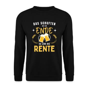 Rente Ruhestand Bier Rentner Schuften lustig Party - Unisex Pullover - Schwarz - Vorne - Alina (178cm) & Michal (187cm)
