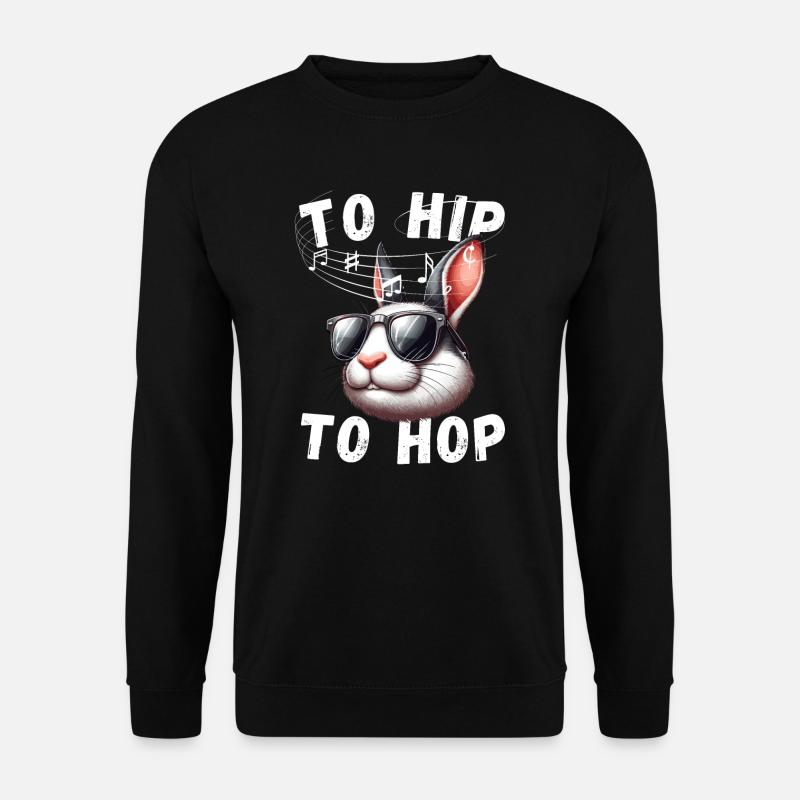 Osterhase Cool Hase Hip Hop Sonnenbrille Musik Fun - Unisex Pullover - Schwarz