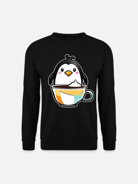 Cute Penguin with Coffee IV - Unisex Sweatshirt - black
