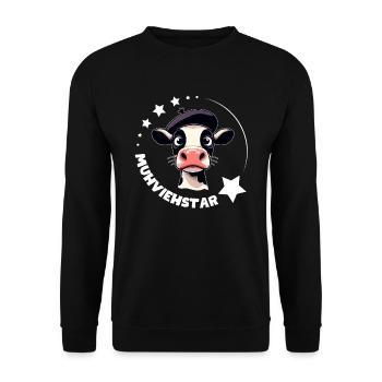 MUHVIEHSTAR Kuh Kühe lustig Wortspiel Kino Filmfan - Unisex Pullover - Schwarz - Vorne - Alina (178cm) & Michal (187cm)