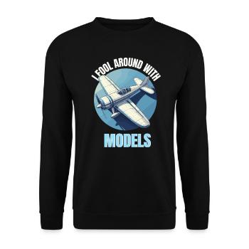 Model Making Model Airplane Airfield Flying Funny - Unisex Sweatshirt - black - Front - Alina (178cm) & Michal (187cm)