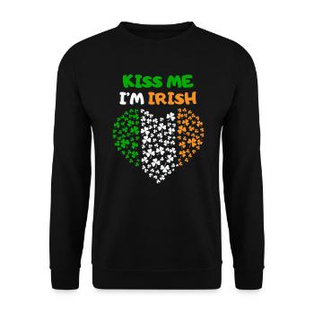 Fête de la Saint-Patrick Irlande coeur drapeau irlandais baiser - Sweat-shirt Unisexe - noir - Devant - Alina (178cm) & Michal (187cm)