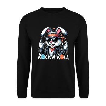 Lapin de Pâques Rock n Roll Oeufs De Pâques Lunettes De Soleil Cool - Sweat-shirt Unisexe - noir - Devant - Alina (178cm) & Michal (187cm)