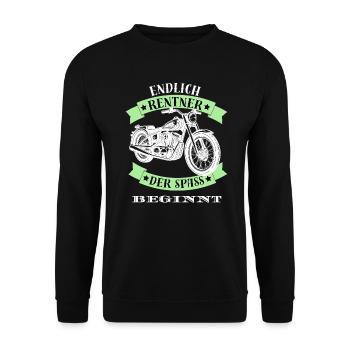 Retirement Retiree Motorcycle Retirement Biker Fun Funny - Unisex Sweatshirt - black - Front - Alina (178cm) & Michal (187cm)