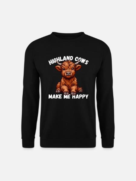 Highland Kuh Schottland Rind Happy niedlich Land - Unisex Pullover - Schwarz