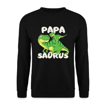 Papa Saurus Dinosaure Fête des Pères Enfants Drôle - Sweat-shirt Unisexe - noir - Devant - Alina (178cm) & Michal (187cm)