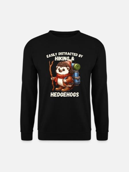 Wandern Igel Wanderung Wanderschuhe Natur Niedlich - Unisex Pullover - Schwarz