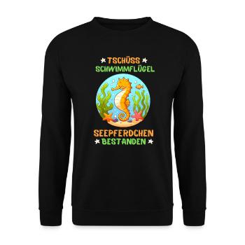 Hippocampe Natation Ailes D’eau Vacances À La Mer - Sweat-shirt Unisexe - noir - Devant - Alina (178cm) & Michal (187cm)