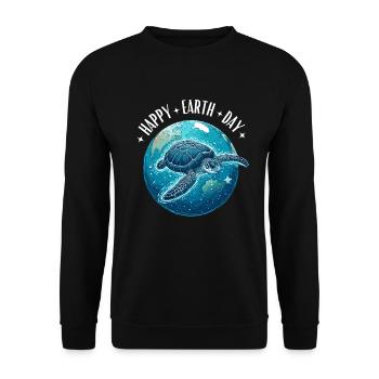 Happy Earth Day water turtle globe ocean - Unisex Sweatshirt - black - Front - Alina (178cm) & Michal (187cm)