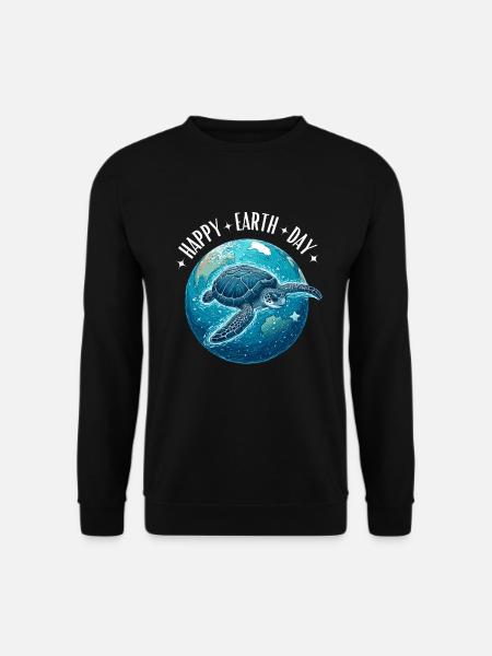 Happy Earth Day Wasserschildkröte Weltkugel Ozean - Unisex Pullover - Schwarz