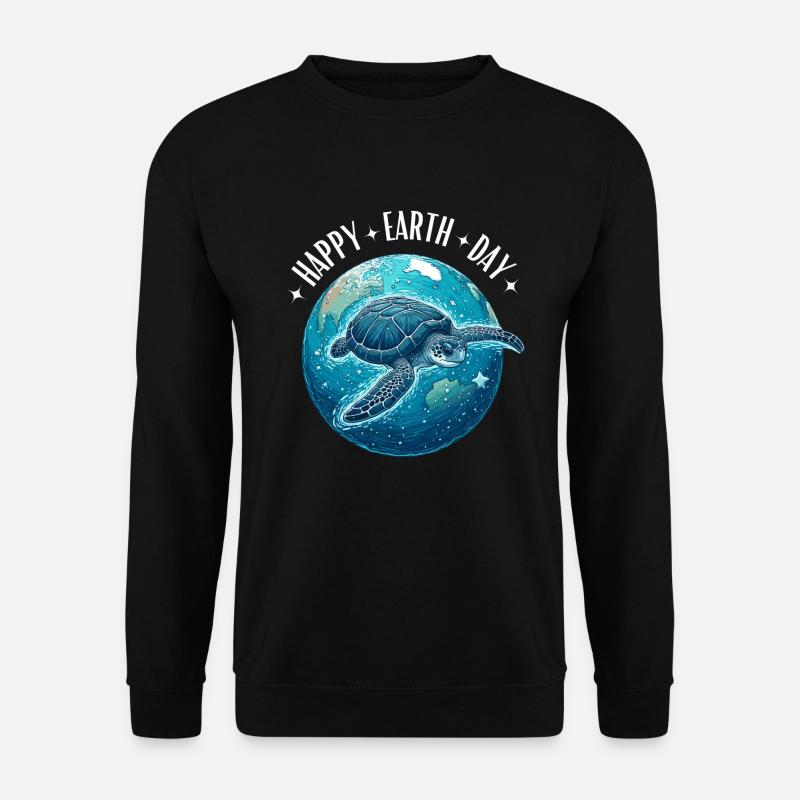 Happy Earth Day Wasserschildkröte Weltkugel Ozean - Unisex Pullover - Schwarz