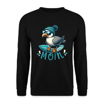 Hamburg Möwe Moin Norden Dialekt Hamburger lustig - Unisex Pullover - Schwarz - Vorne - Alina (178cm) & Michal (187cm)