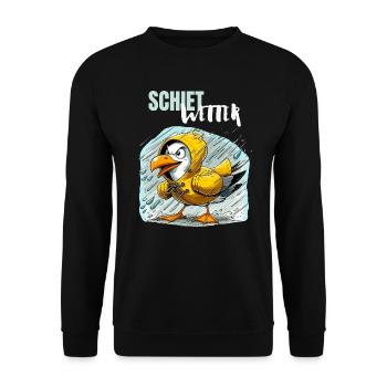 Hamburg Seagull Crappy Weather Dialect Hamburger Funny - Unisex Sweatshirt - black - Front - Alina (178cm) & Michal (187cm)