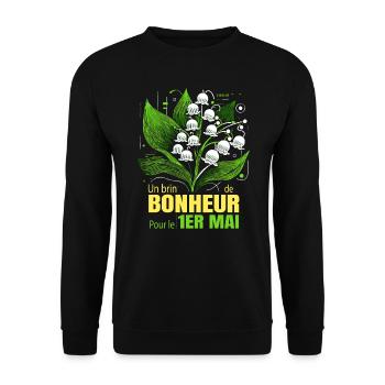 Fête Du Muguet est Un Brin De Bonheur Pour 1er Mai - Sweat-shirt Unisexe - noir - Devant - Alina (178cm) & Michal (187cm)