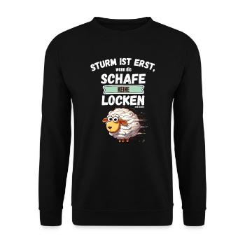 Hamburg Schaf Locken Sturm Wetter Küste Lustig - Unisex Pullover - Schwarz - Vorne - Alina (178cm) & Michal (187cm)