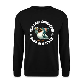 Hamburg Norden Möwe Party Schnacken Trinken Lustig - Unisex Pullover - Schwarz - Vorne - Alina (178cm) & Michal (187cm)