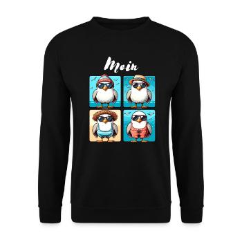 Hamburg Moin Möwe Küste Norden Nordsee Lustig - Unisex Pullover - Schwarz - Vorne - Alina (178cm) & Michal (187cm)