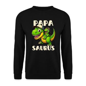 Papa Saurus Father's Day T-Rex Dinosaur Family - Unisex Sweatshirt - black - Front - Alina (178cm) & Michal (187cm)