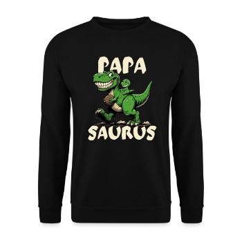 Vater Papa Saurus Dinosaurier T-Rex Vatertag Cool - Unisex Pullover - Schwarz - Vorne - Alina (178cm) & Michal (187cm)