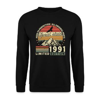 33 Jahre großartig seit 1991 limitierte Auflage - Unisex Pullover - Schwarz - Vorne - Alina (178cm) & Michal (187cm)