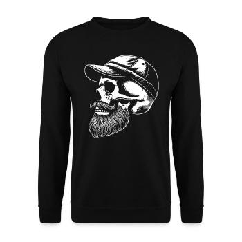 Crâne barbu avec casquette pour hipsters - Sweat-shirt Unisexe - noir - Devant - Alina (178cm) & Michal (187cm)