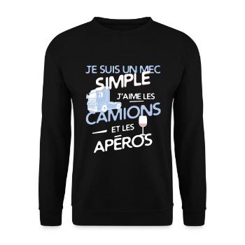 Routier - un mec simple - Sweat-shirt Unisexe - noir - Devant - Alina (178cm) & Michal (187cm)