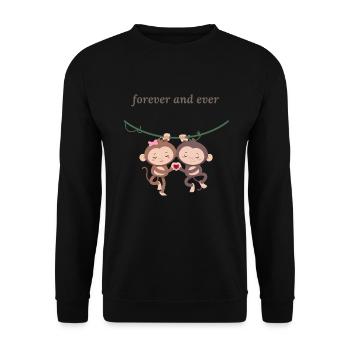 Klammeräffchen, Liebe Herz Design Valentinstag - Unisex Pullover - Schwarz - Vorne - Alina (178cm) & Michal (187cm)