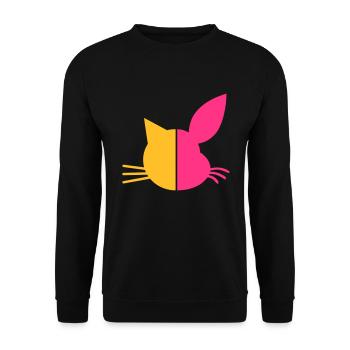 Moitié visage chat, mi-visage lapin - Sweat-shirt Unisexe - noir - Devant - Alina (178cm) & Michal (187cm)