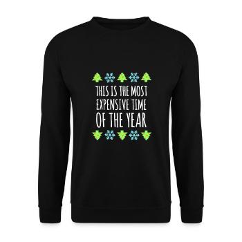 Most Expensive Time Of The Year : Christmas Humor - Unisex Sweatshirt - black - Front - Alina (178cm) & Michal (187cm)