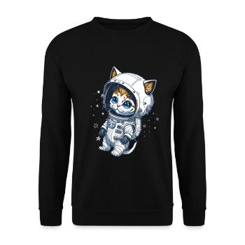 Baby cat in space - Unisex Sweatshirt - black - Front - Alina (178cm) & Michal (187cm)
