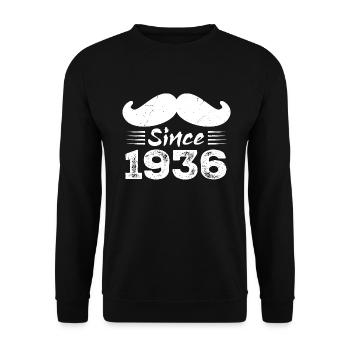 Geschenk zum 88. Geburtstag - Vintage 1936 Schnurrbart - Unisex Pullover - Schwarz - Vorne - Alina (178cm) & Michal (187cm)