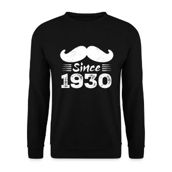 Cadeau 94e Anniversaire - Vintage 1930 Moustache - Sweat-shirt Unisexe - noir - Devant - Alina (178cm) & Michal (187cm)