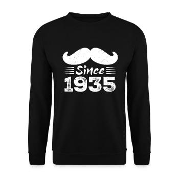 89th Birthday Gift - Vintage 1935 Moustache - Unisex Sweatshirt - black - Front - Alina (178cm) & Michal (187cm)