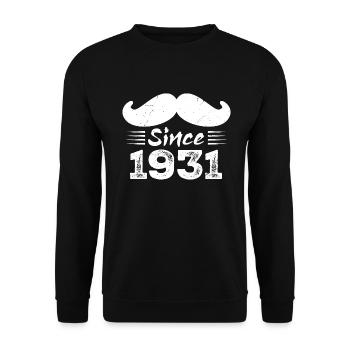Cadeau 93e Anniversaire - Vintage 1931 Moustache - Sweat-shirt Unisexe - noir - Devant - Alina (178cm) & Michal (187cm)