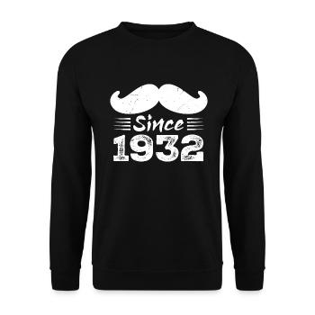 Cadeau 92e Anniversaire - Vintage 1932 Moustache - Sweat-shirt Unisexe - noir - Devant - Alina (178cm) & Michal (187cm)