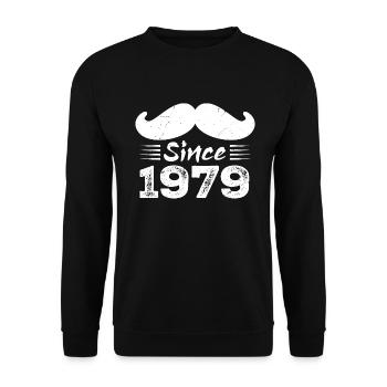 45th Anniversary Gift - Vintage 1979 Moustache - Unisex Sweatshirt - black - Front - Alina (178cm) & Michal (187cm)
