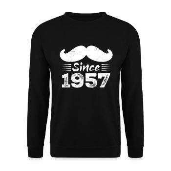 Geschenk zum 67. Geburtstag - Vintage 1957 Schnurrbart - Unisex Pullover - Schwarz - Vorne - Alina (178cm) & Michal (187cm)