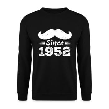 Geschenk zum 72. Geburtstag - Vintage 1952 Schnurrbart - Unisex Pullover - Schwarz - Vorne - Alina (178cm) & Michal (187cm)
