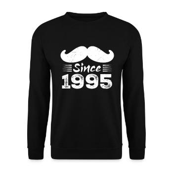 Geschenk zum 29. Jubiläum - Vintage 1995 Schnurrbart - Unisex Pullover - Schwarz - Vorne - Alina (178cm) & Michal (187cm)