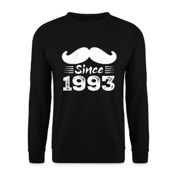 Geschenk zum 31. Geburtstag - Vintage 1993 Schnurrbart - Unisex Pullover - Schwarz - Vorne - Alina (178cm) & Michal (187cm)